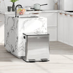 Dual Kitchen Bin Pedal Bin For Recycling And Waste, Silver Tone | L | Silver