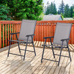 Garden Armchairs Patio Folding Modern Furniture | Set of 2 | Gray
