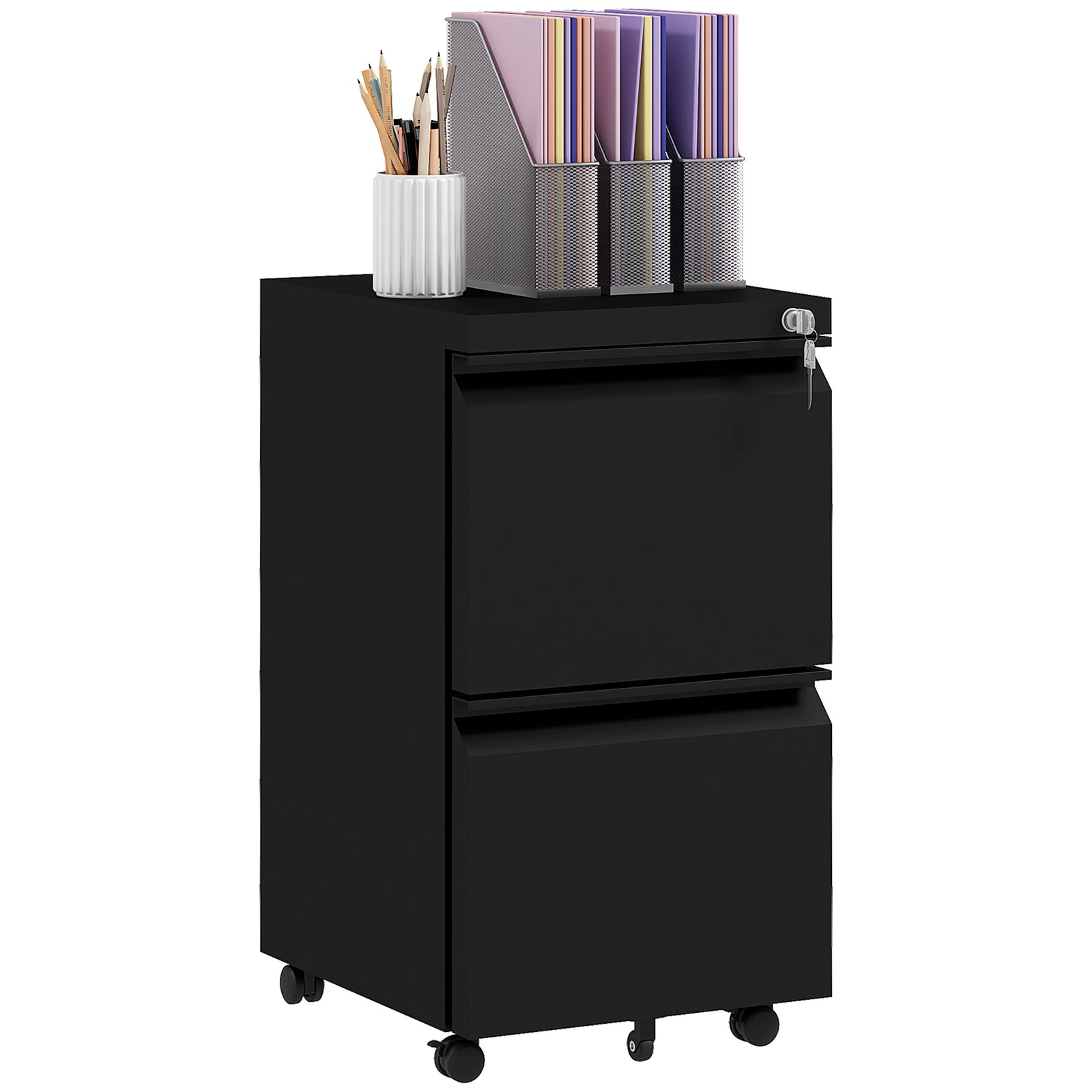 Steel File Cabinet With Lock Hanging Bar For Letter A4 | One Size | Black