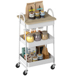 Rolling Utility Cart With Mesh Baskets For Kitchen | White