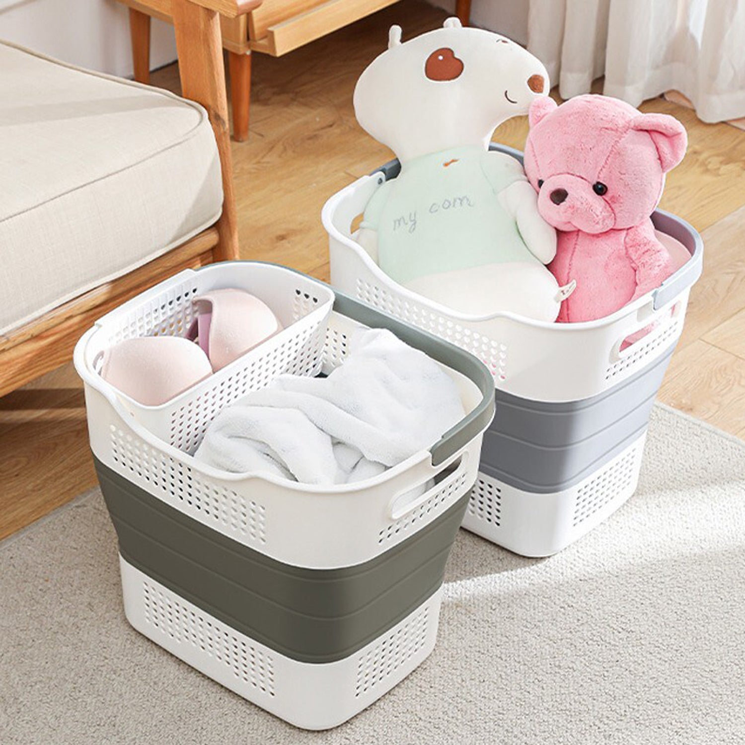 HYGRAD BUILT TO SURVIVE Collapsible Laundry Basket 43l Heavy Duty Laundry Hamper Telescopic Basket