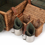 Deluxe Green Tweed Fitted Picnic Wicker Basket | 2-Person | Green