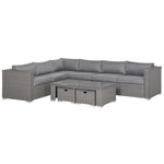 6 Pcs Pe Rattan Corner Sofa Set W/ Cushions