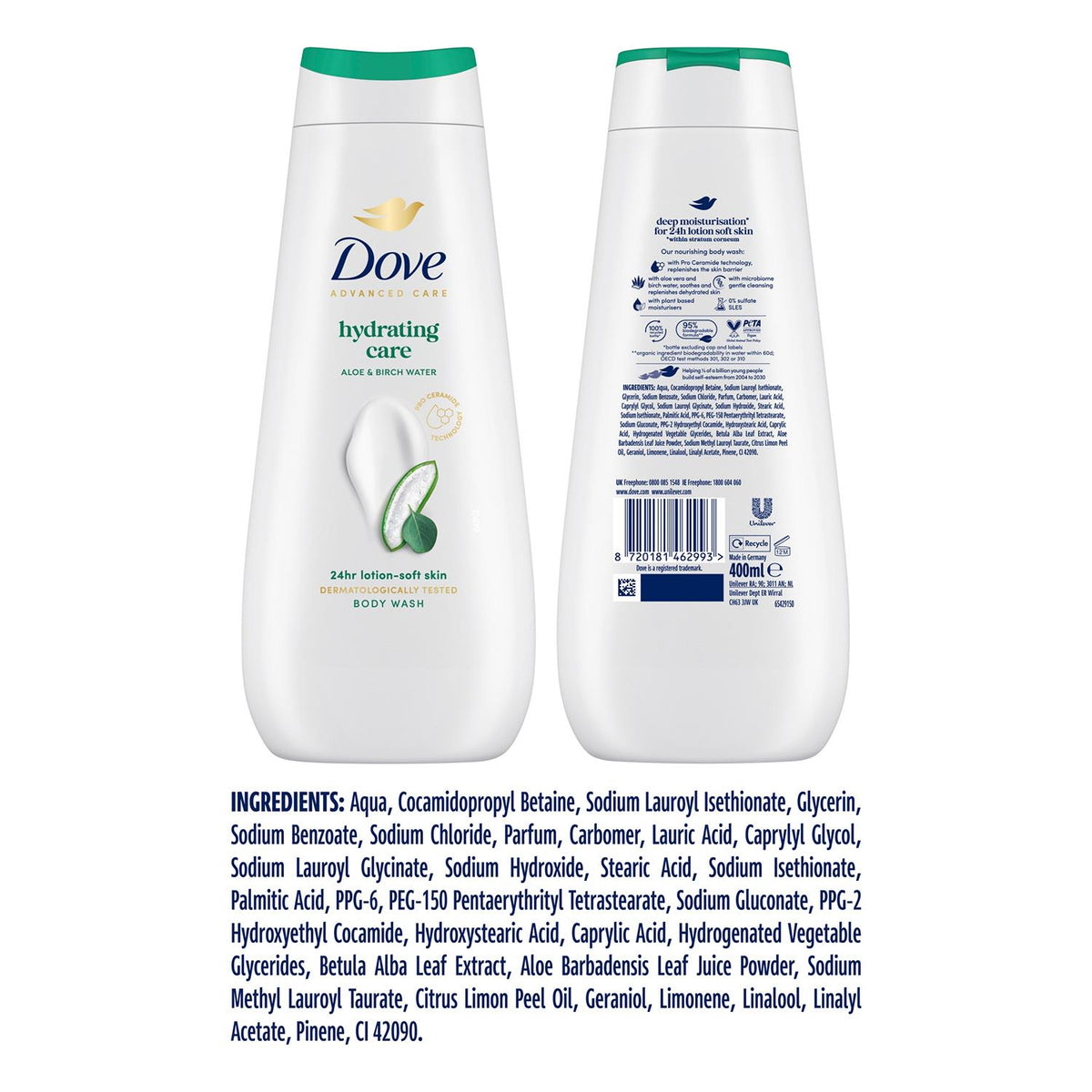 Advanced Care Hydrating Care Body Wash 24h Renewing Micromoisture | Set of 12 | White