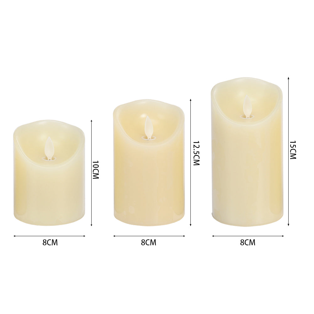 3pcs Realistic Wax Led Flameless Candle Set– Remote Control & Flickering Wick