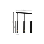 Joker Contemporary Pendant Lamp 3xgu10 Hand Made Cylindrical Style Light | Black & Gold