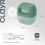 Reusable 1000ml Dehumidifier With 2 Calcium Chloride Refill Tabs | Sage Green