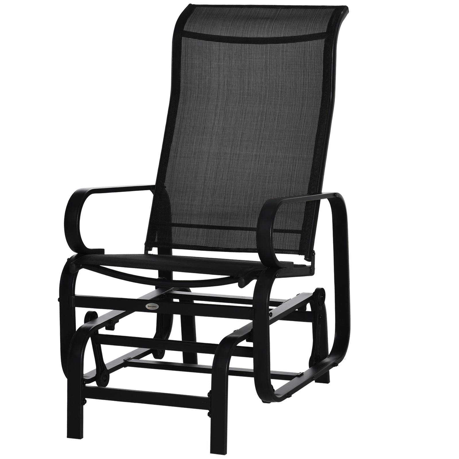 Outdoor Gliding Rocking Chair With Metal Frame For Patio | Black