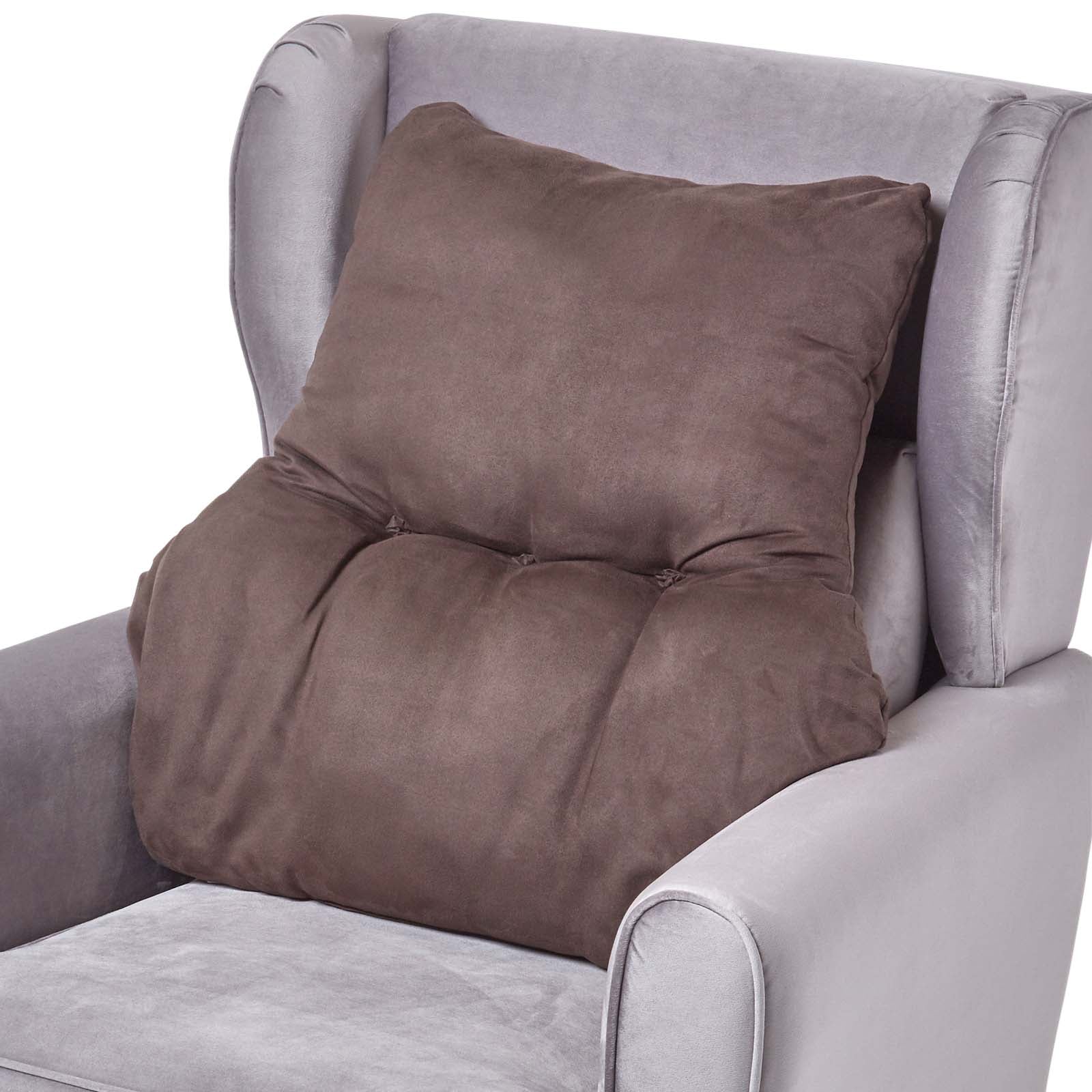 Faux Suede Back Support Thick Lumbar Cushion | Chocolate