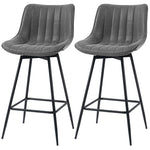 Swivel Bar Stools Set Of 2, Pu Leather Upholstered Bar Chairs | Grey
