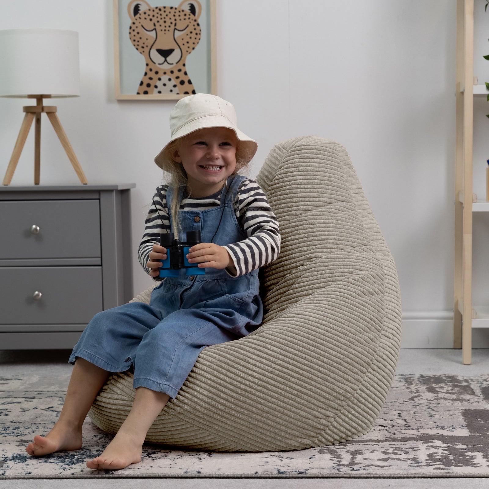 Kids Dalton Cord Bean Bag Chair | Beige