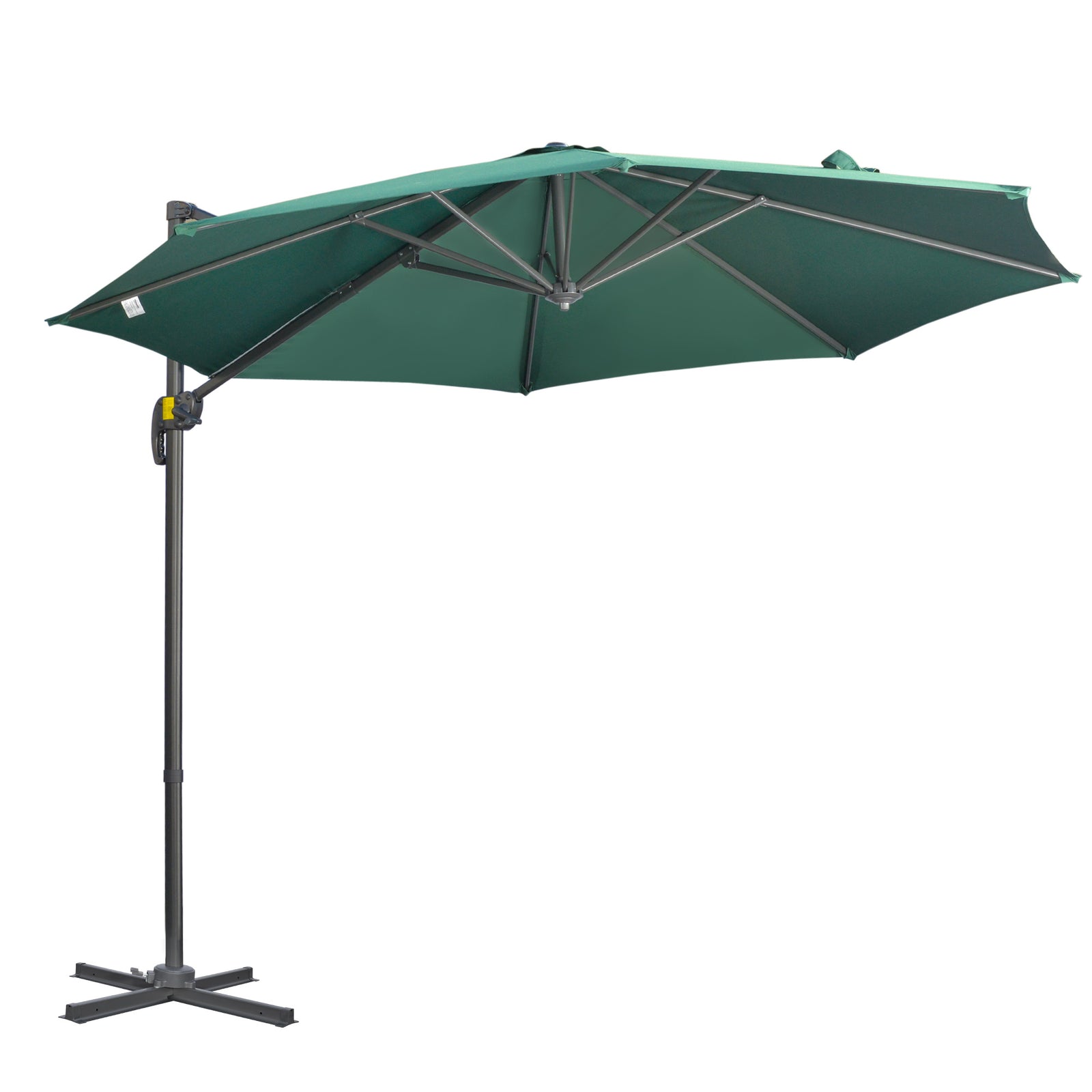 3x3m Cantilever Parasol W/ 360° Crank Handle Tilt | Green