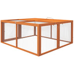 PawHut Rabbit Hutch, Folding Wooden Rabbit Run With Openable Top