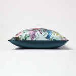 Floral Peacock Filled Velvet Cushion 46 X 46 Cm | 45cm x 45cm | Pink
