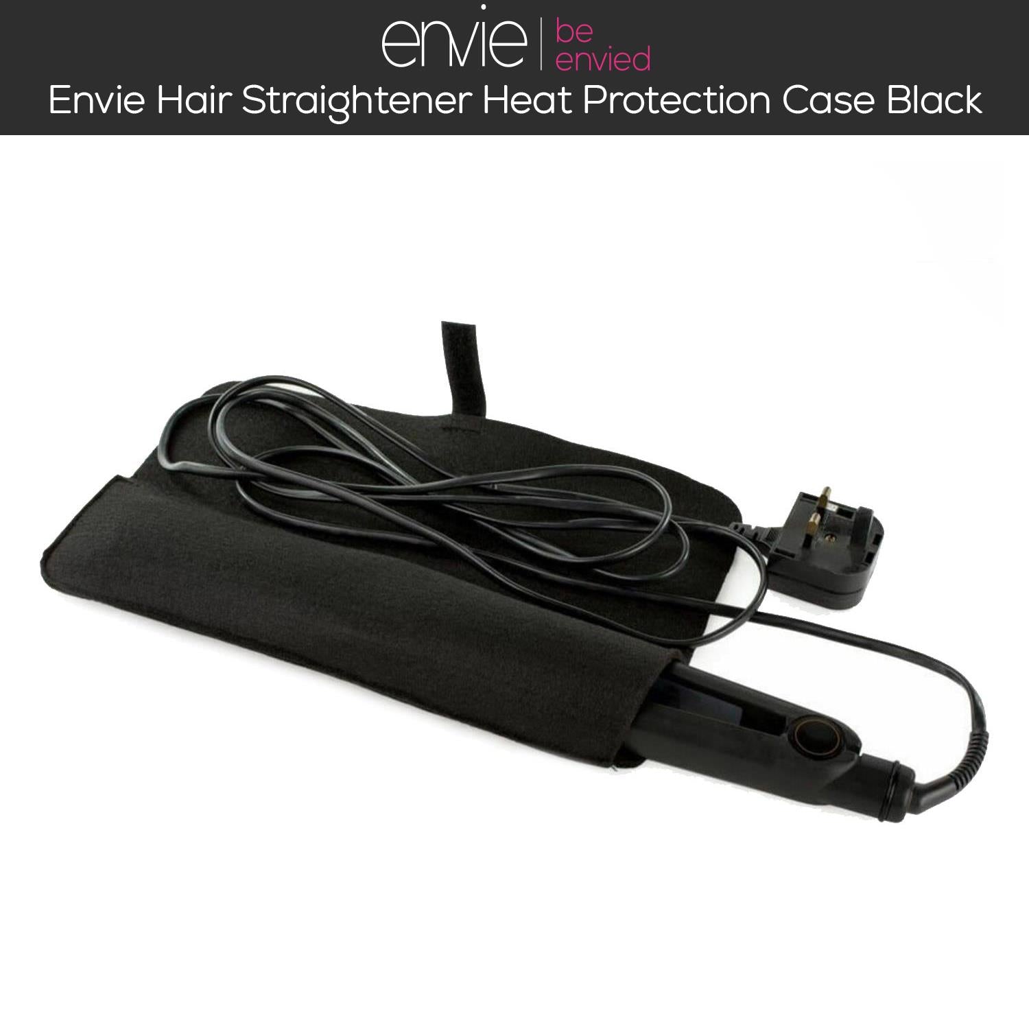 Envie Hair Straightener Heat Protection Storage Case Black Foldable Flat Iron Bag