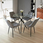 New York Dining Table With 4 Erica Velvet Chairs | Grey