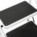 Step Ladder Premium Heavy-duty Steel Folding Step Stool 150kg Capacity | 2 Step | White