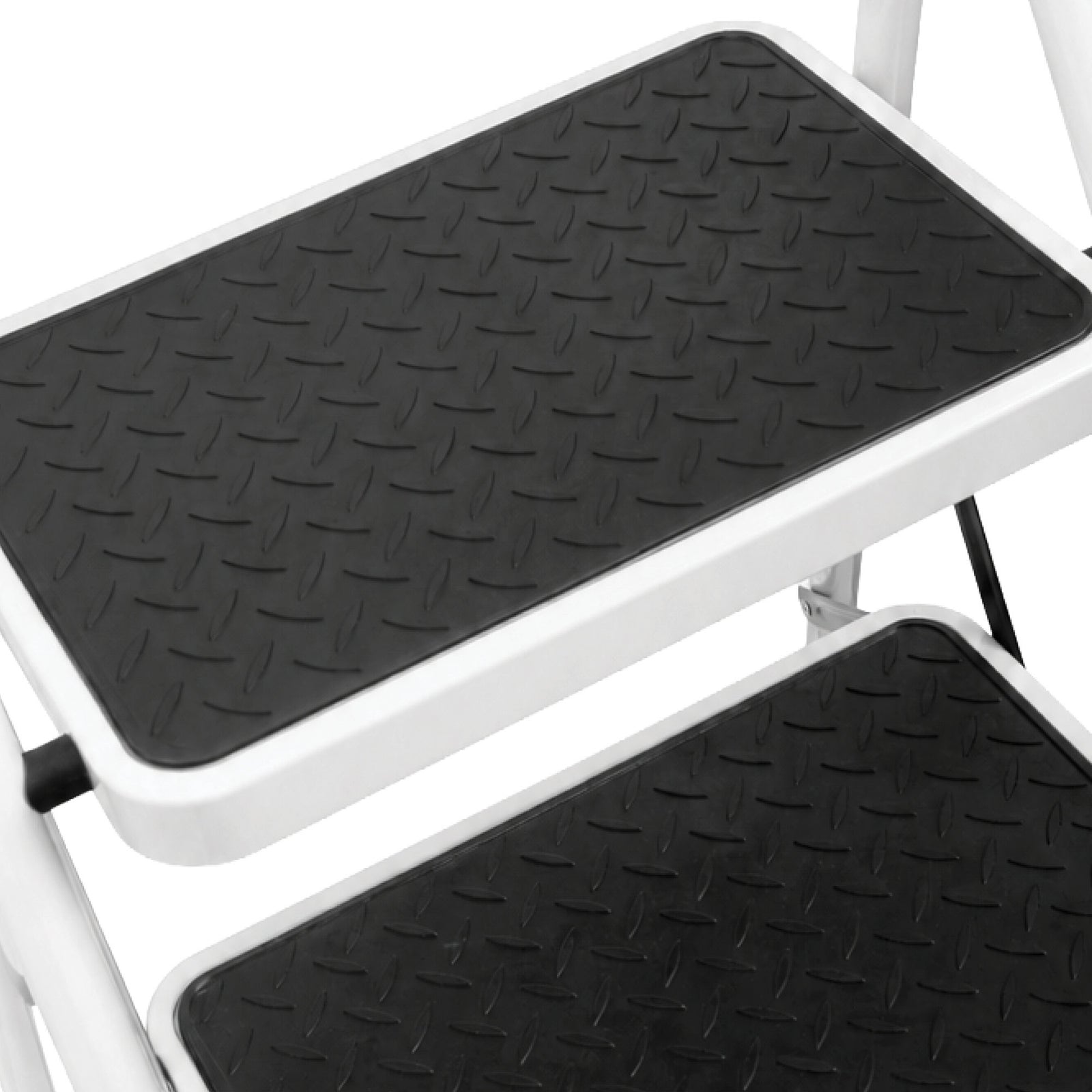 Step Ladder Premium Heavy-duty Steel Folding Step Stool 150kg Capacity | 2 Step | White