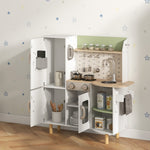 Toy Kitchen Playset W/ Phone, Ice Maker, Stove, Sink - White