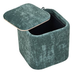 Modern Cube Storage Footstool Ottoman With Reversible Lid | Green