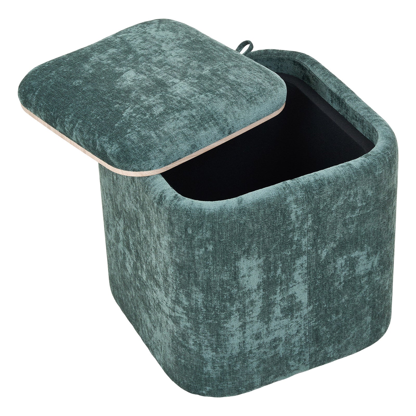 Modern Cube Storage Footstool Ottoman With Reversible Lid | Green