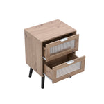 Breeins Modern Dual-drawer Bedside Table With Solid Wood Legs