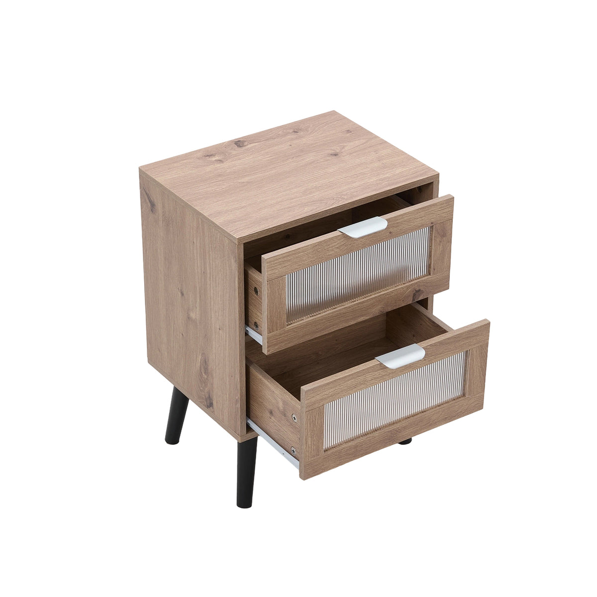 Breeins Modern Dual-drawer Bedside Table With Solid Wood Legs