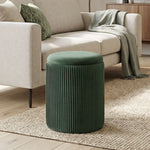 Round Storage Ottoman With Removable Top | Green