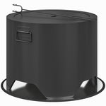 Round Fire Pit W/ Lid & Poker, Black