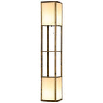 Shelf Floor Lamp With Dual Light For Living Room, Bedroom | One Size | Brown