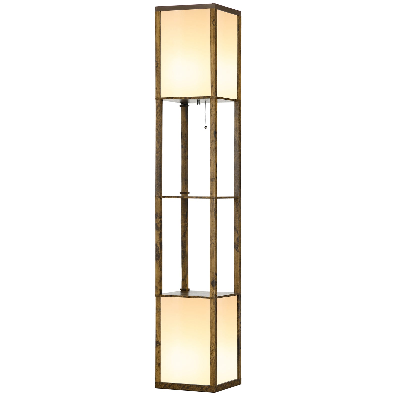Shelf Floor Lamp With Dual Light For Living Room, Bedroom | One Size | Brown