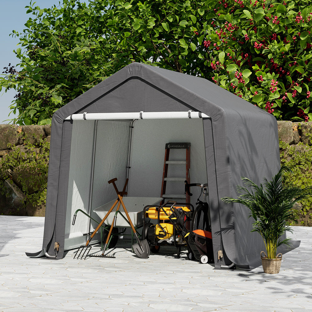 Garden Storage Shed Tent, Portable Shed Shelter With Galvanised Steel Frame | Large | Dark Grey
