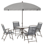 Garden Dining Set, Patio Sets With Tempered Glass Table | Grey