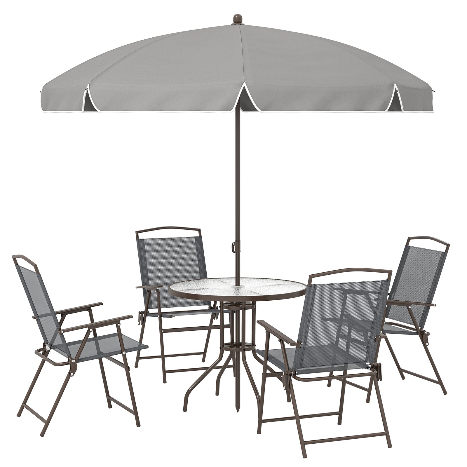 Garden Dining Set, Patio Sets With Tempered Glass Table | Grey