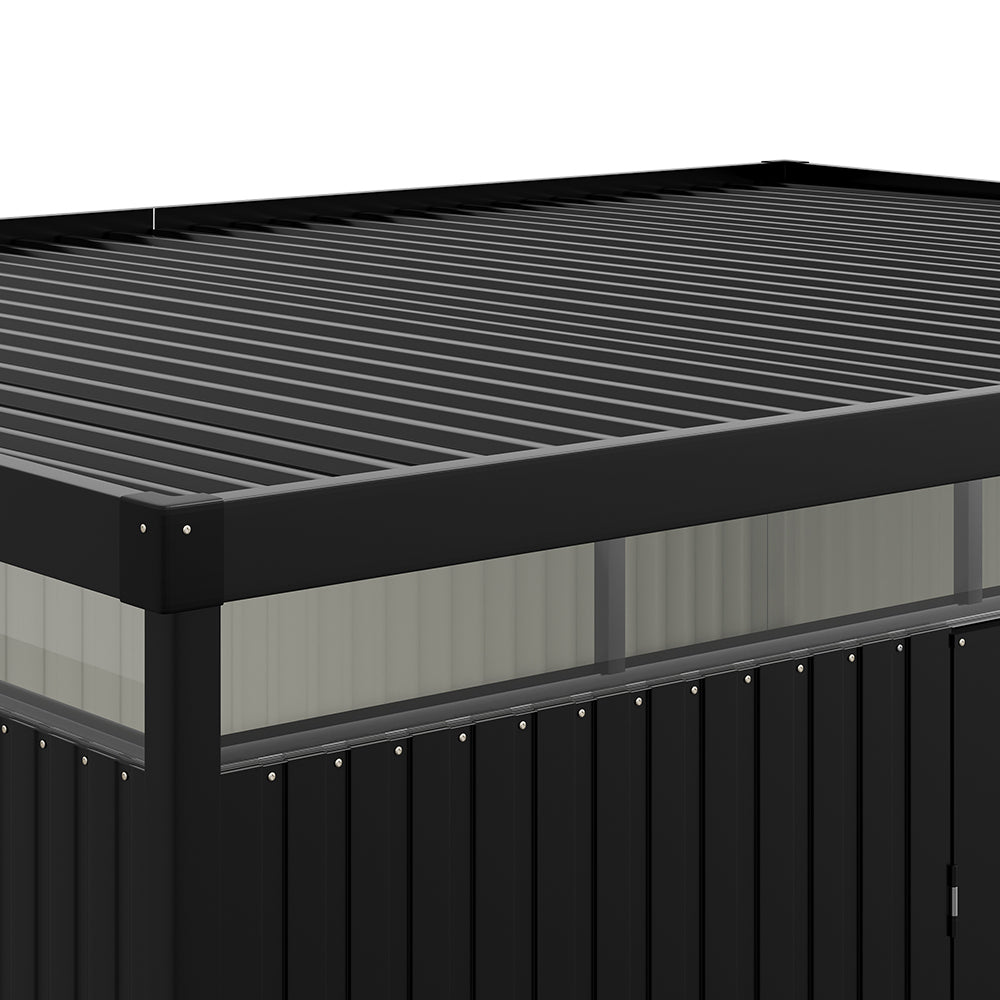 Breeins 12.86 × 10.07 Ft Metal Garden Storage Shed Skylight Roof Shed Spacious Garden Storage Solution & Lockable Door