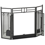 3 Panel Folding Fire Screen With 2 Door Fireplace Accessary