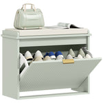 Shoe Storage Bench With Cushion And Flip-drawer | Small | Green