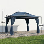 3 X 4 M Outdoor Garden Gazebo With Upf50+ Double roof | Dark Blue