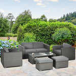 6 Pcs Pe Rattan Garden Furniture Set With Padded Cushions