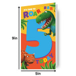 Dinosaur Roar! Age 5 Sticker Birthday Card Official Product
