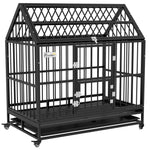 48" Heavy Duty Dog Crate W/ Removable Tray, Logs