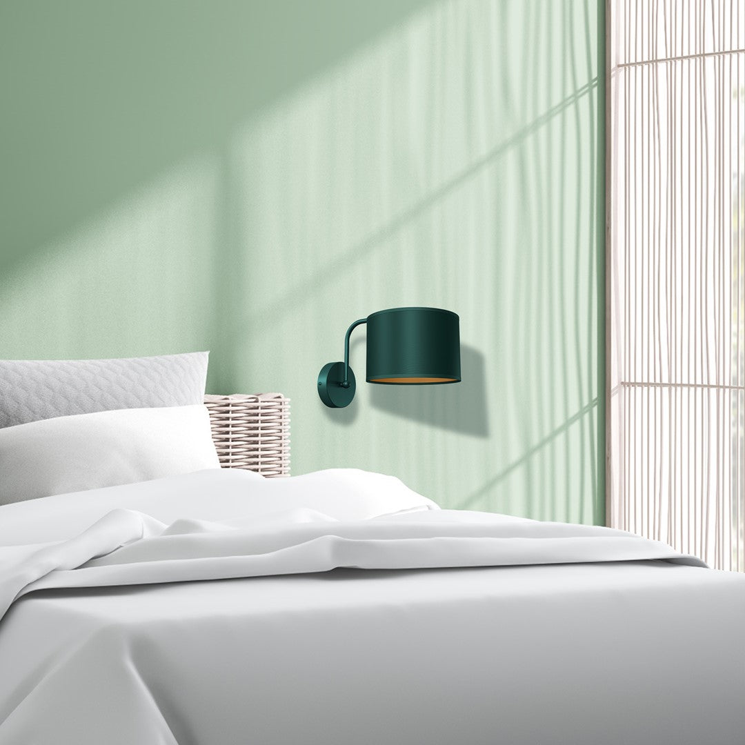 Verde Hand Made Scandi Style Wall Lamp In A Rich Green Finish With Gold Accents Holds 1xe27 Led Bulb