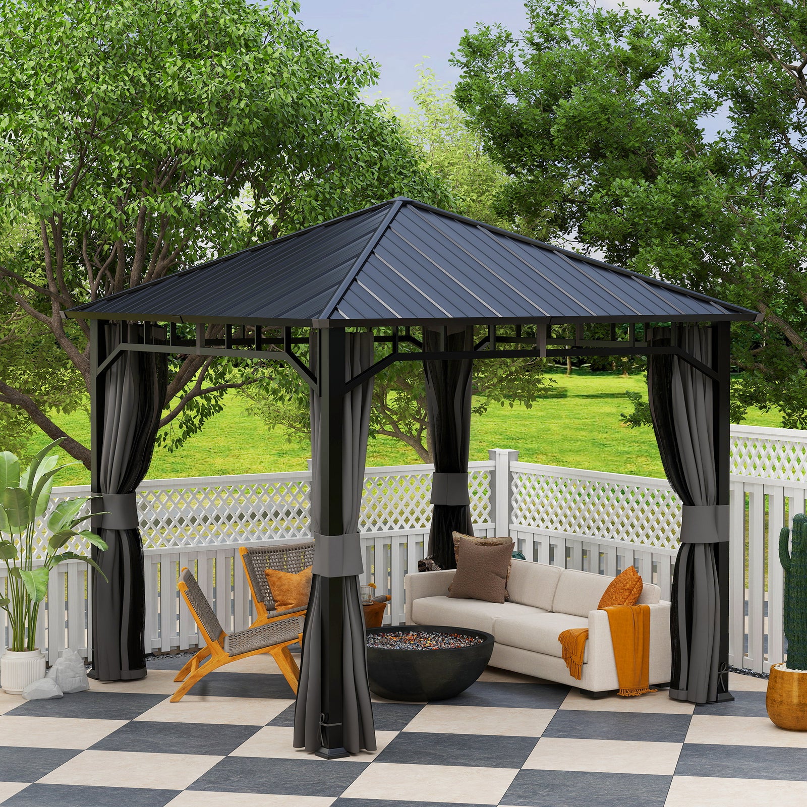 3 X 3(m) Hardtop Gazebo With Galvanised Steel Roof And Sides