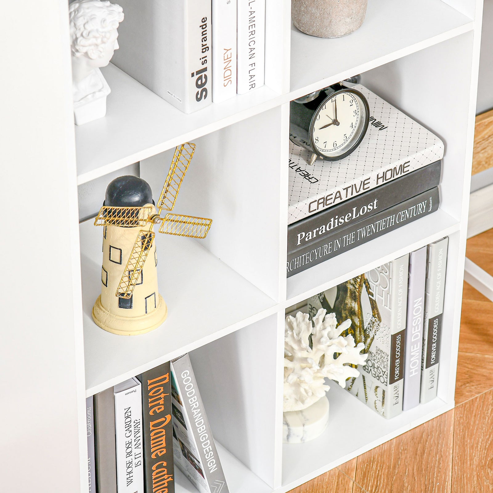 Storage Cabinet Bookcase 6 Cube With Shelves Home Office | One Size | White