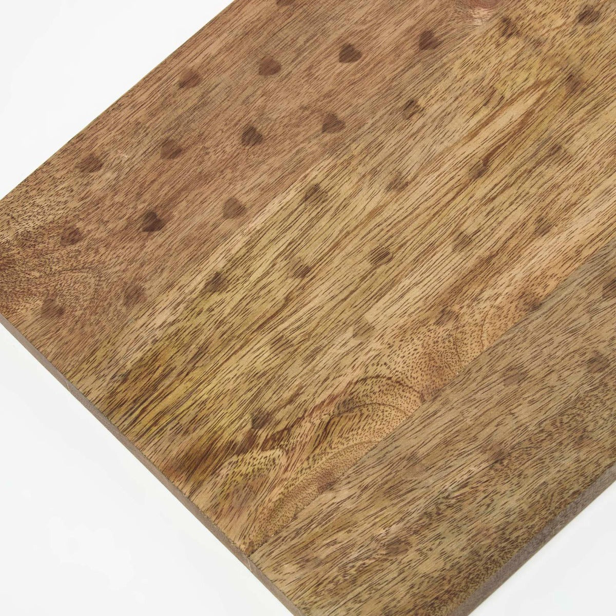 HOMESCAPES Etched Heart Mango Wood Chopping Board