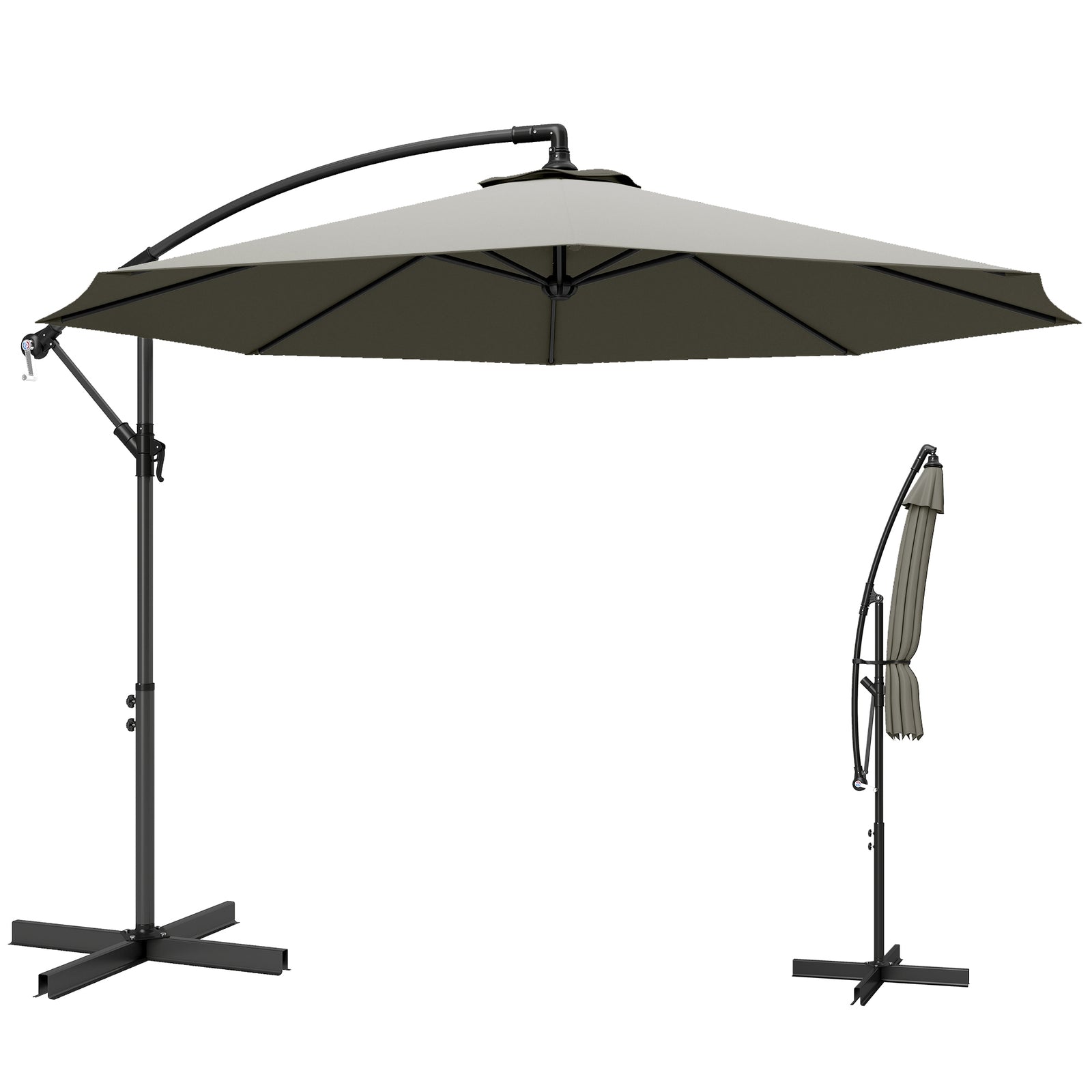 3(m) Banana Parasol Cantilever Umbrella Garden | Light Grey