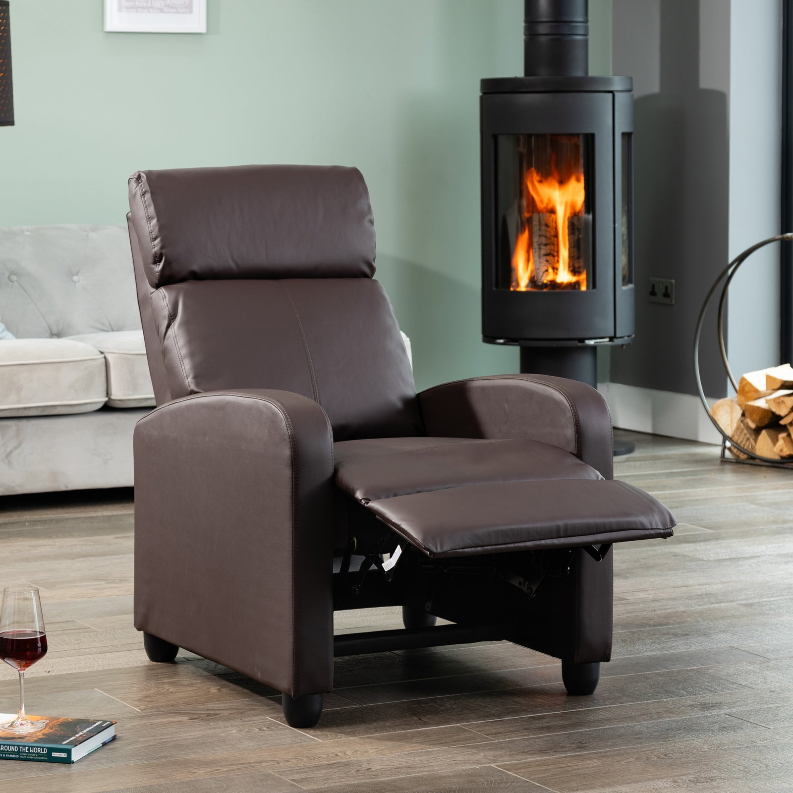 Henderson Manual Push Back Recliner Armchair | Brown