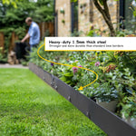 Metal Lawn Edging Garden Border - 5 Pieces | 5m | Anthracite Grey