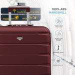 56x45x25cm Large Cabin Carry On Case - Overhead Luggage Suitcase - 4 Spinner Wheels - Abs Shell | 56 x 45 x 25cm | Burgundy