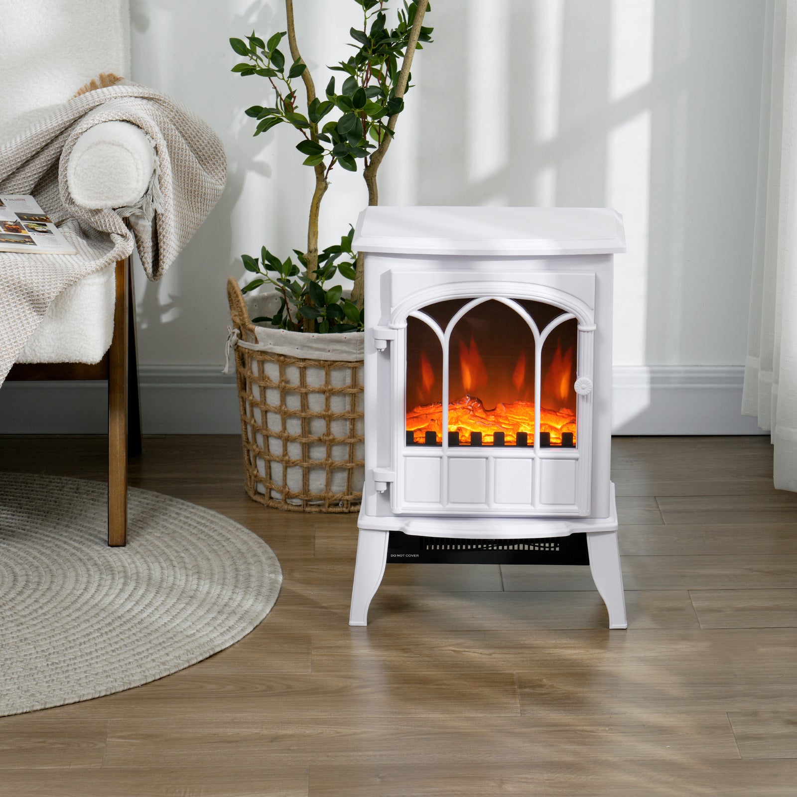 Electric Stove Heater Led Flame Effect 1000w/2000w | One Size | White